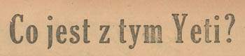 Co jest z tym Yeti