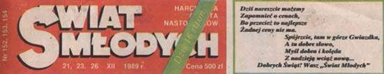 świat młodych - 21,23,26 grudnia 1989
