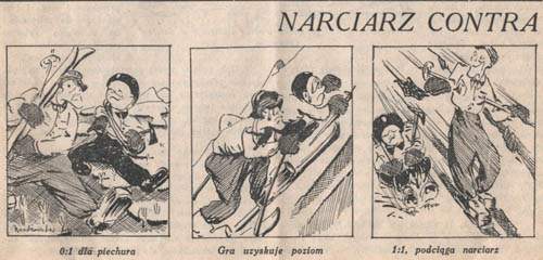 Narciarz contra piechur