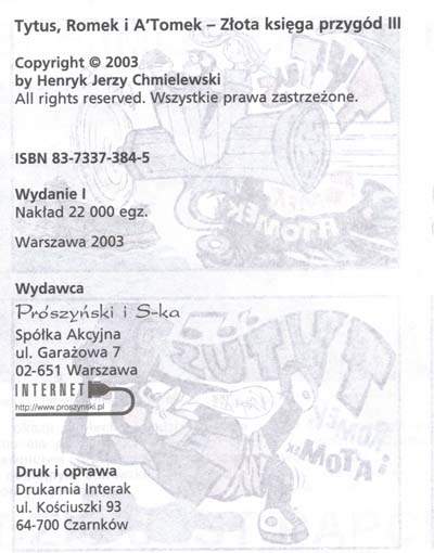 Tytus, Romek i A'Tomek - księga XVI - wyd 3 (2003)